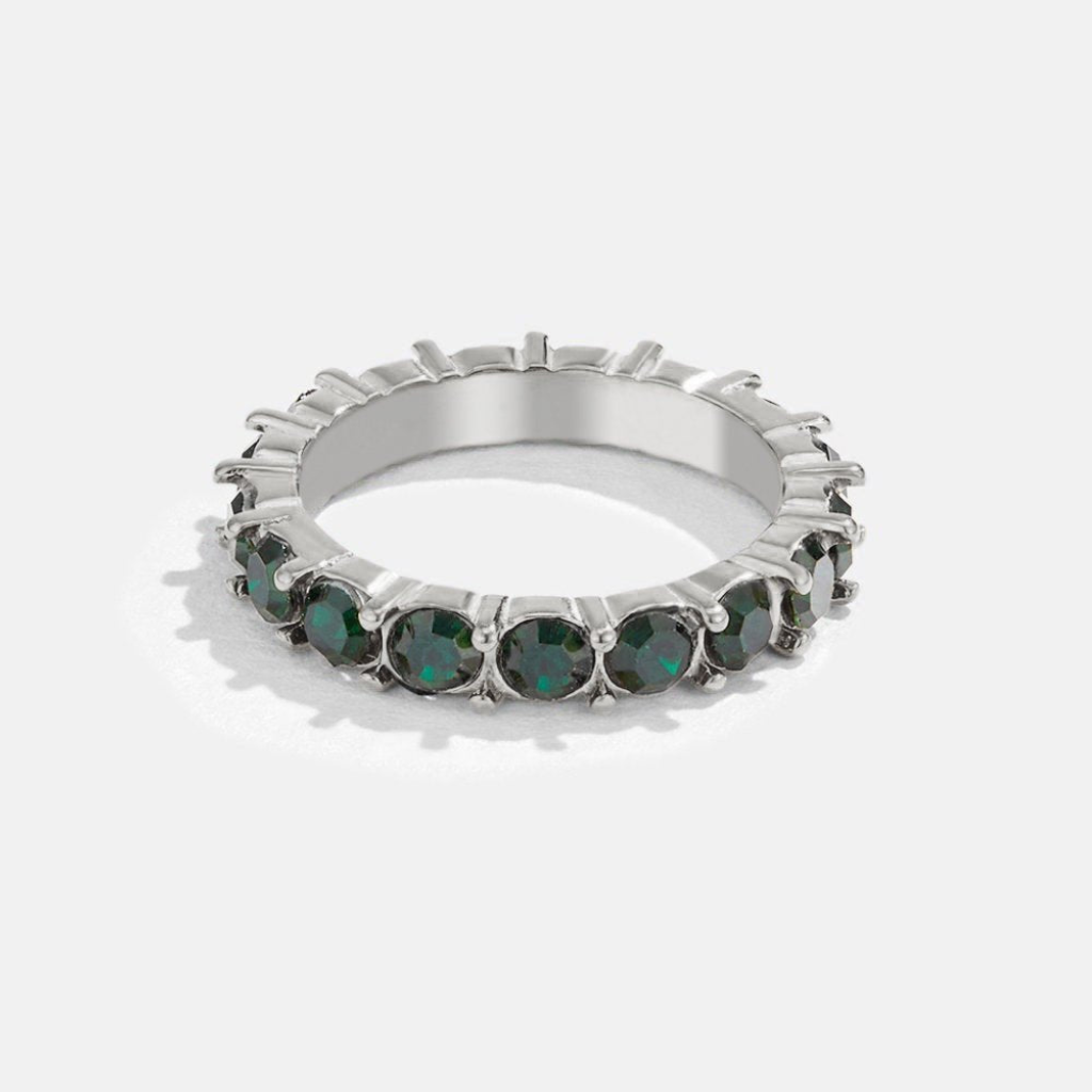 Crystal Ring with Emerald Green Stones