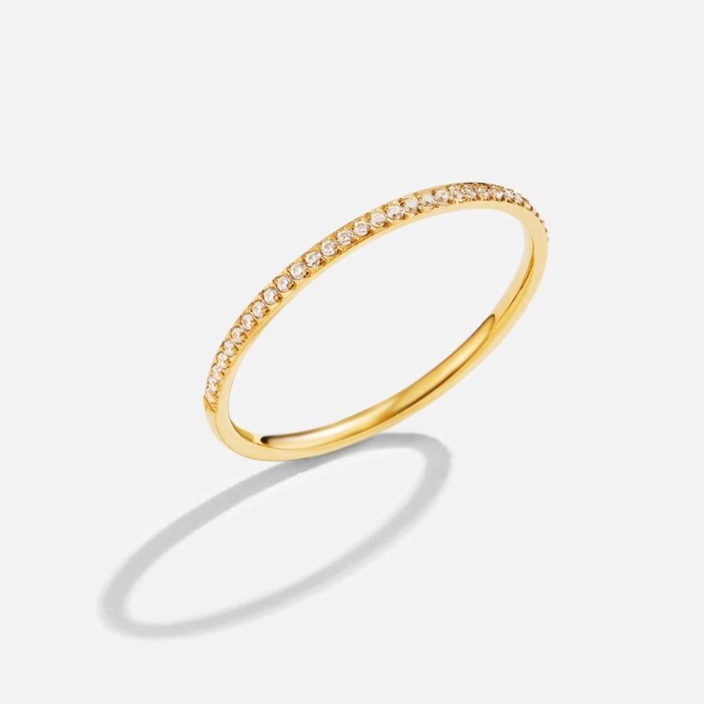 Crystal Ring with Slim Eternity Band