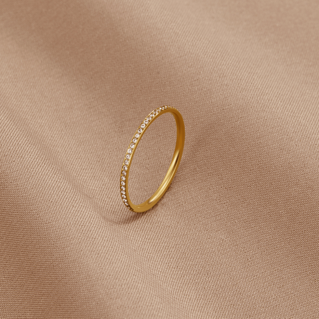 Crystal Ring with Slim Eternity Band