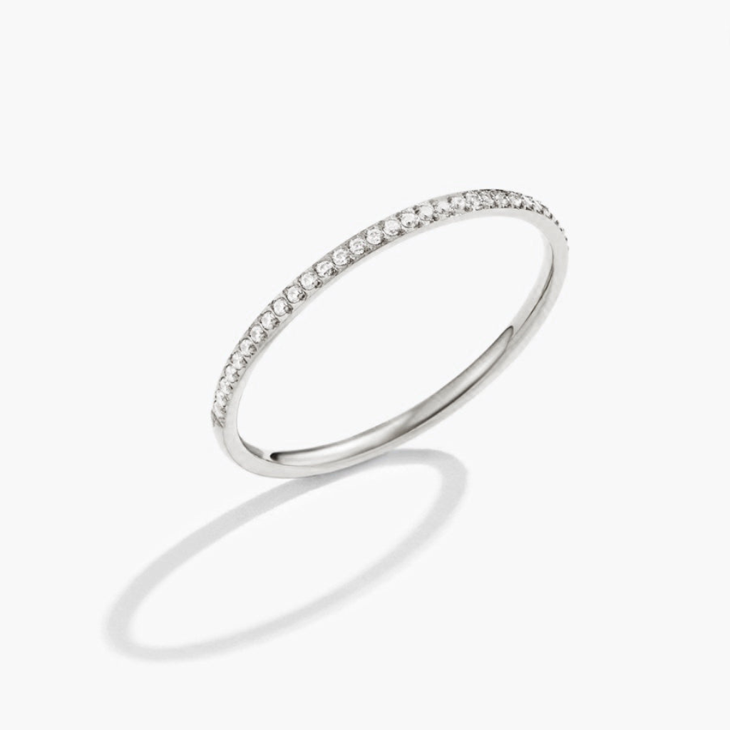 Crystal Ring with Slim Eternity Band