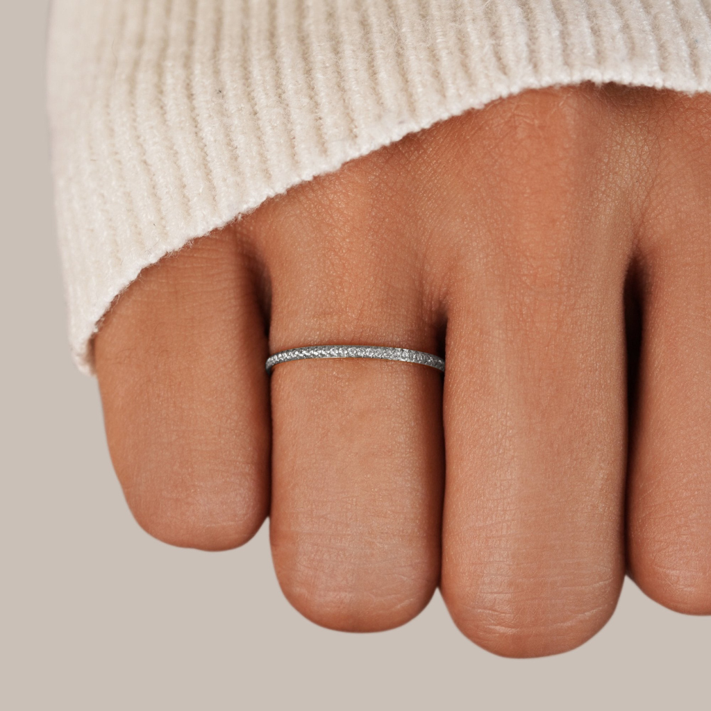 Crystal Ring with Slim Eternity Band