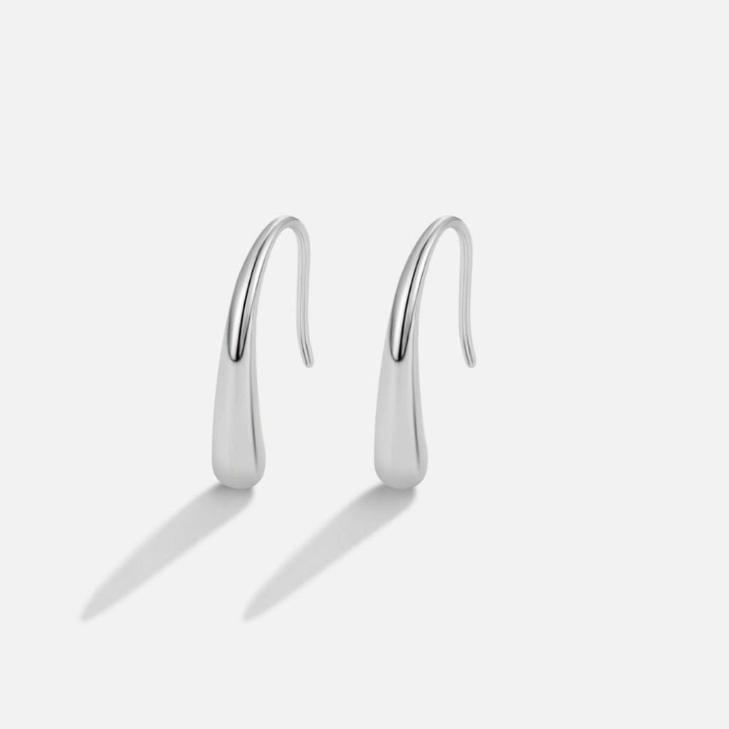 Silver Drop Earrings with Water Drop Shape