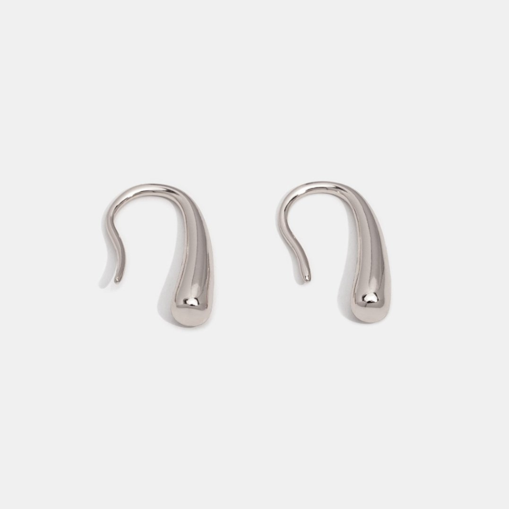 Silver Drop Earrings with Water Drop Shape