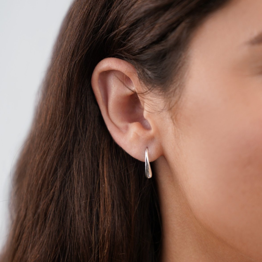 Silver Drop Earrings with Water Drop Shape