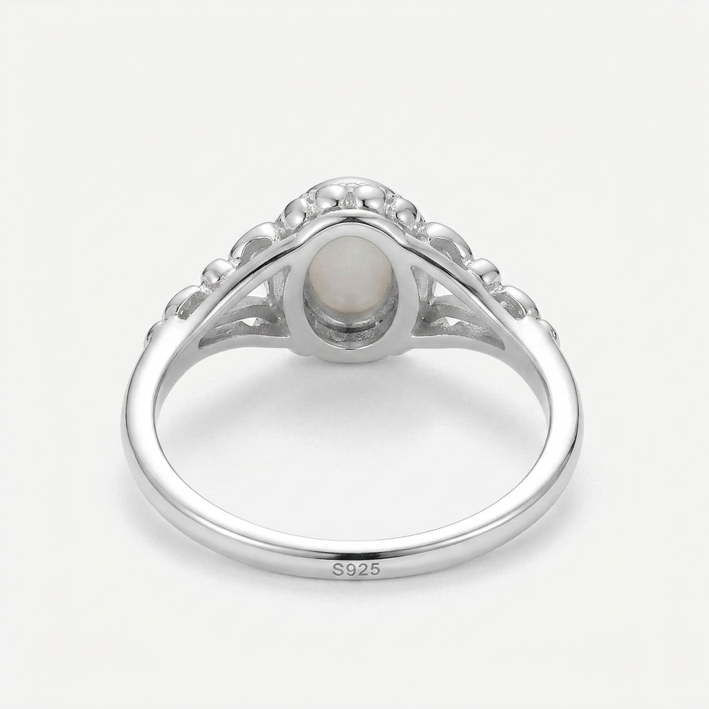 Ring with Oval Pearl and Filigree Band