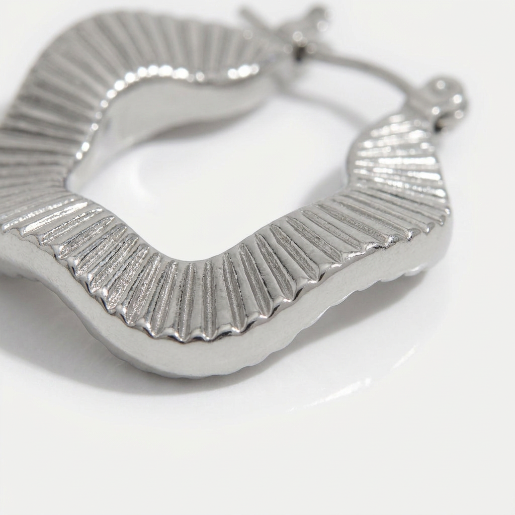Hoop Earrings with Geometric Wave Shape