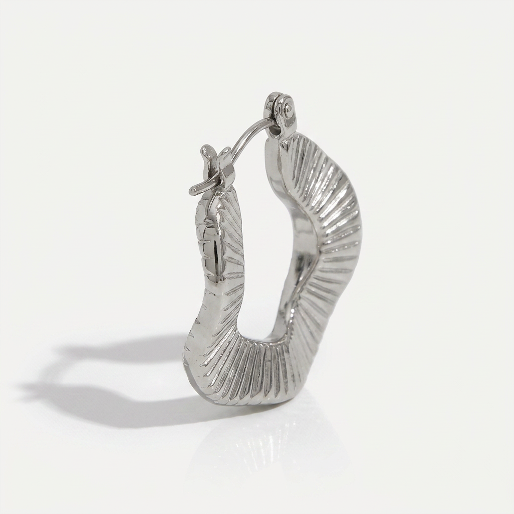 Hoop Earrings with Geometric Wave Shape