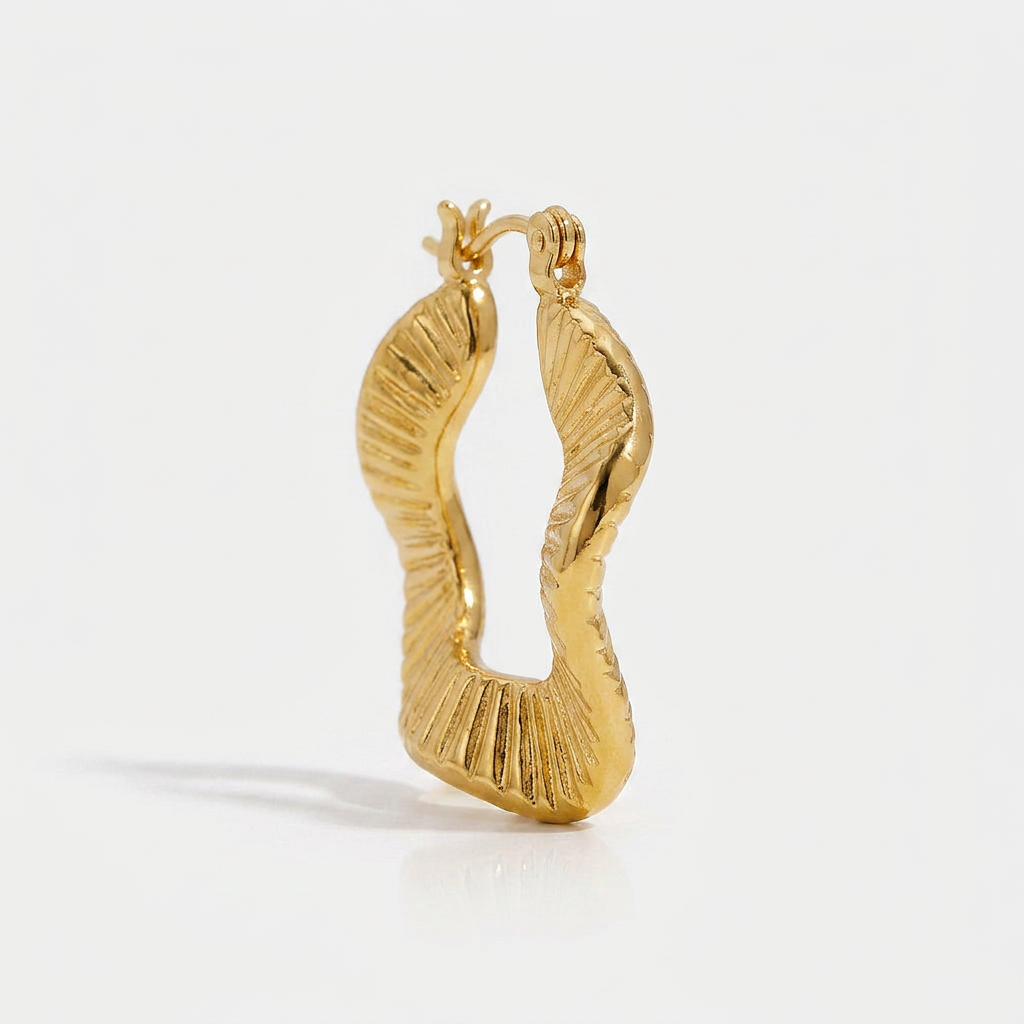 Hoop Earrings with Geometric Wave Shape