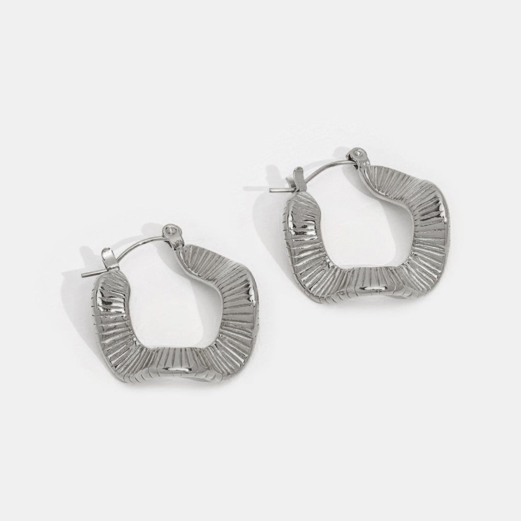 Hoop Earrings with Geometric Wave Shape