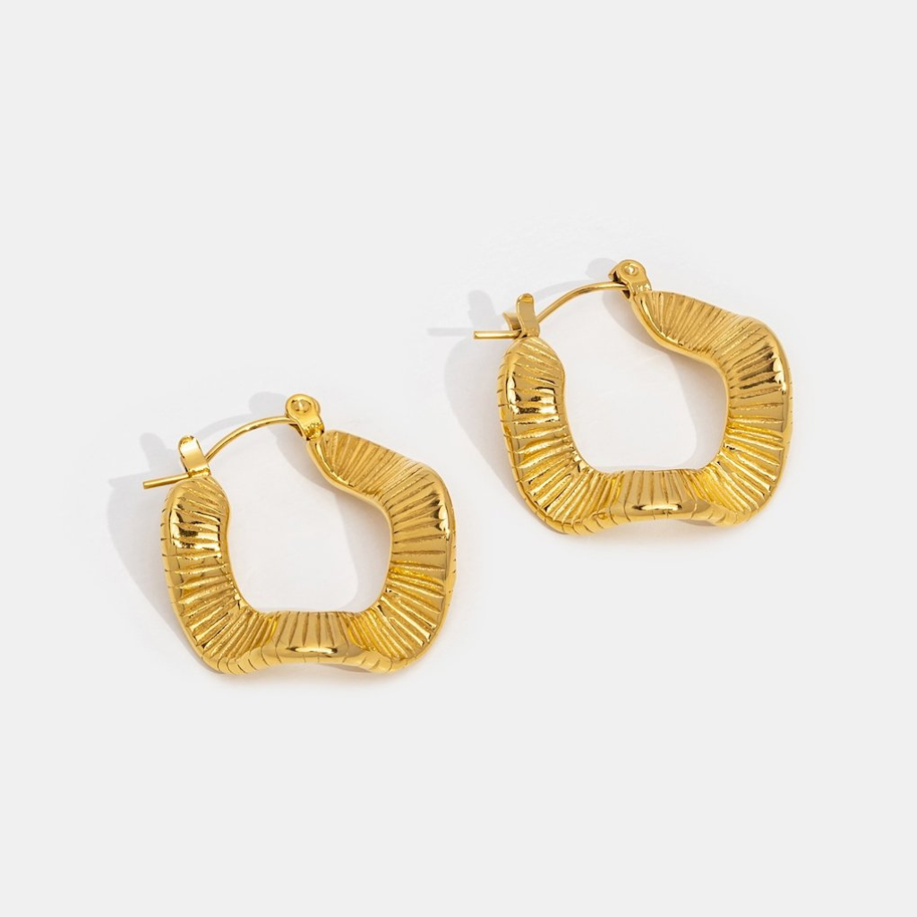 Hoop Earrings with Geometric Wave Shape