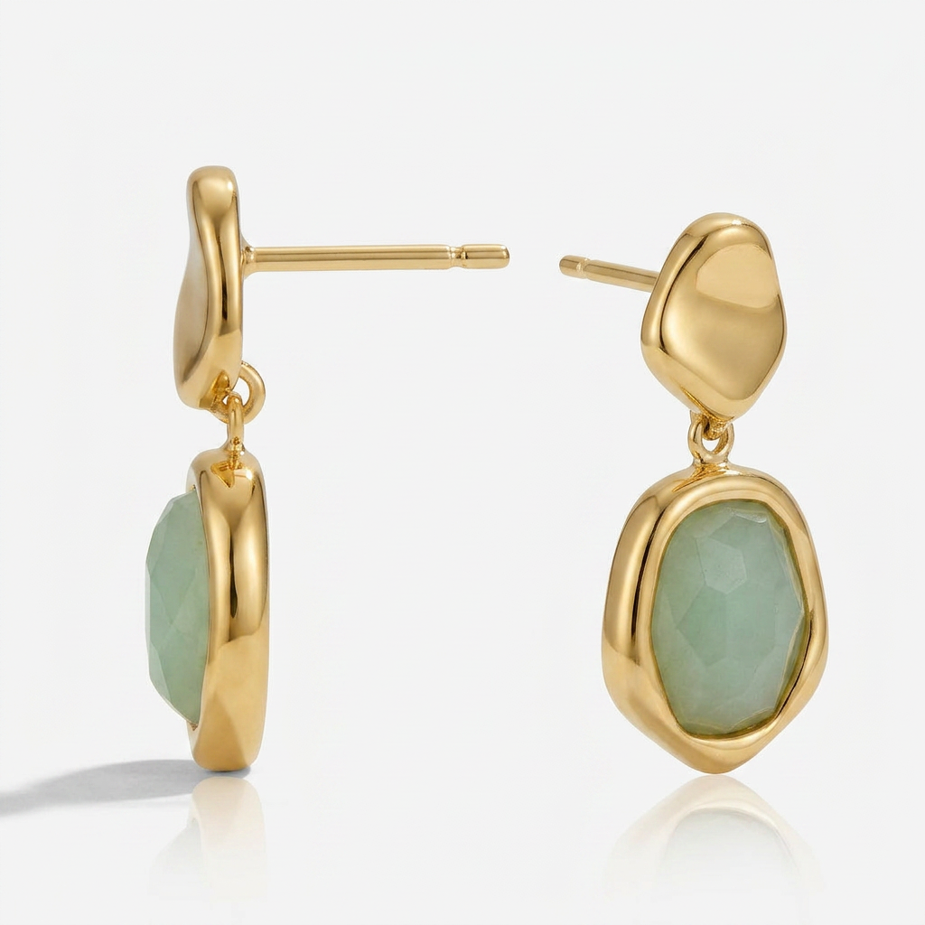 Drop Earrings with Aquamarine Stone