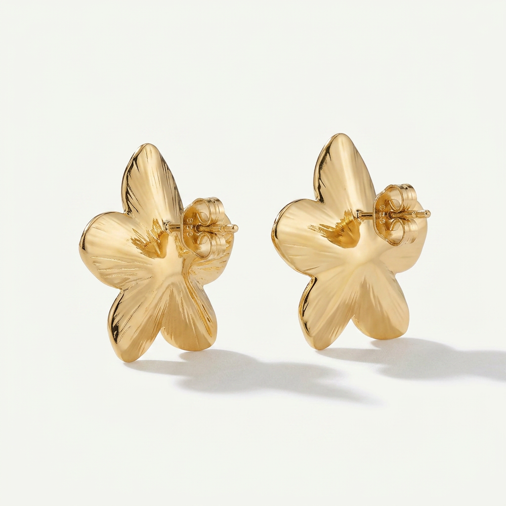 Stud Earrings with Blossom Flower Design