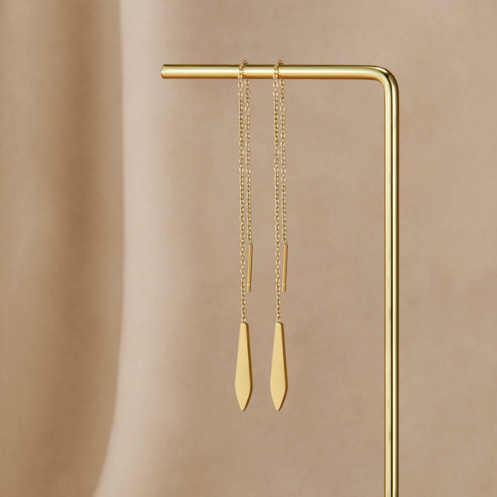 Tassel Earrings with Geometric Drop