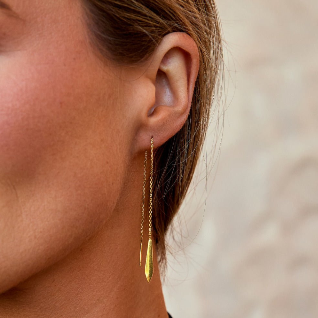Tassel Earrings with Geometric Drop