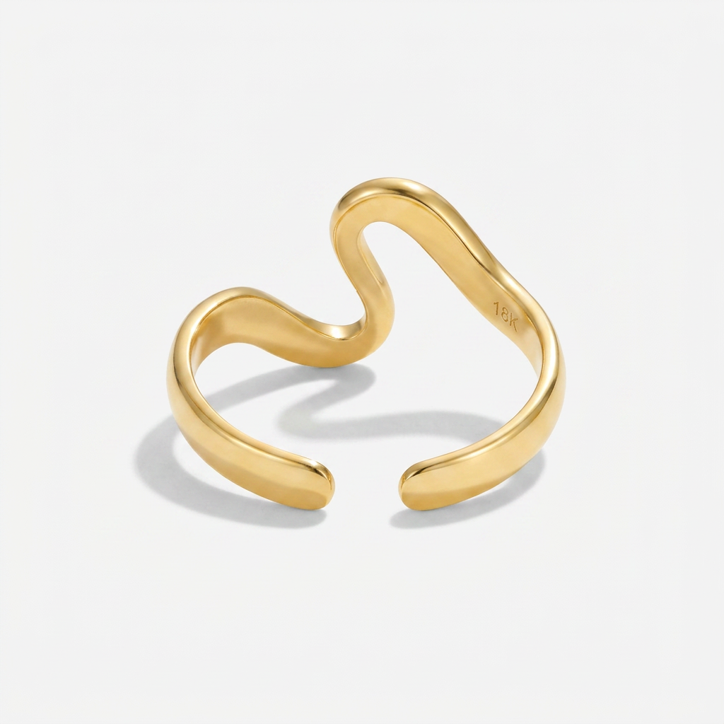 Wave Ring with Organic Curved Shape