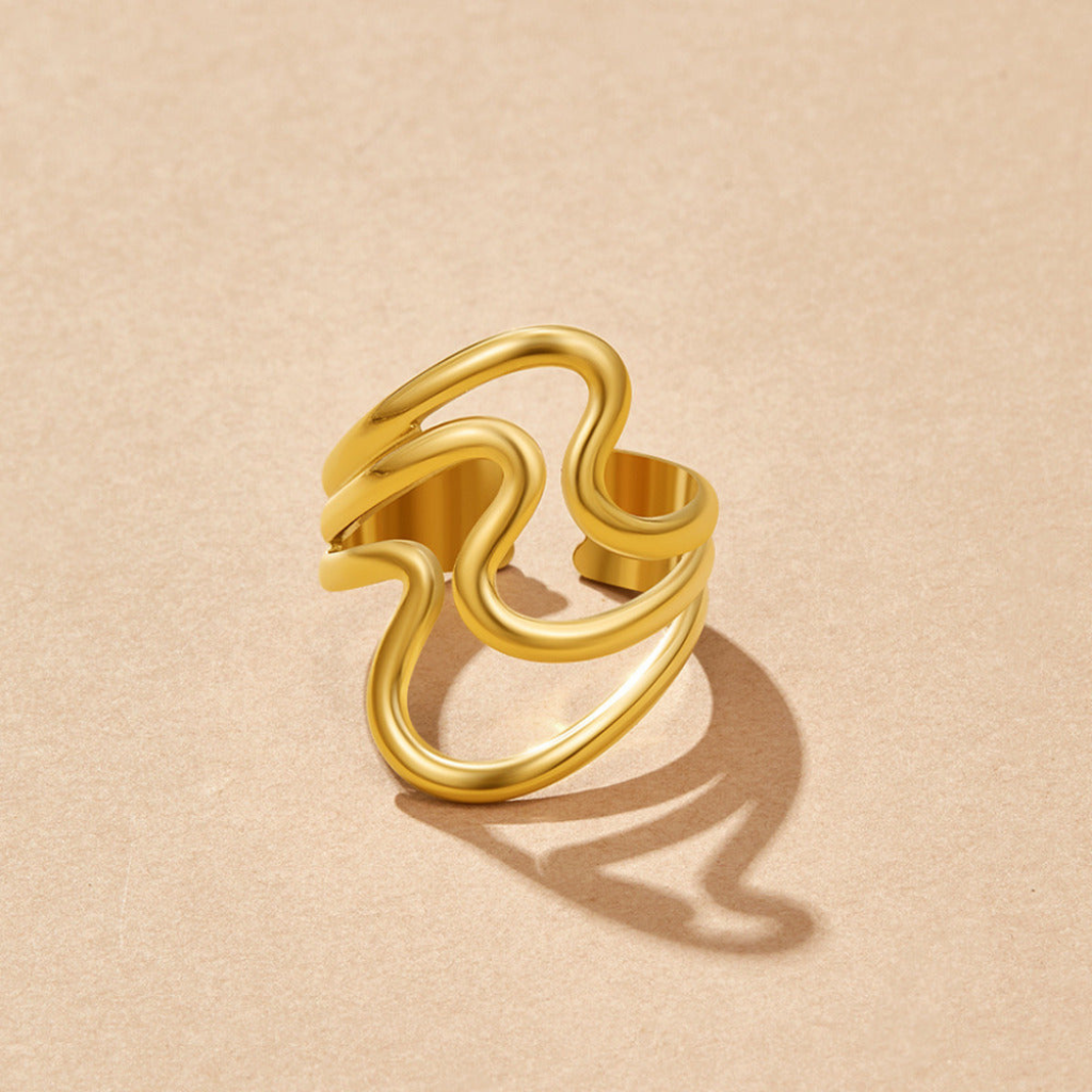 Wrap Ring with Abstract Wave Design