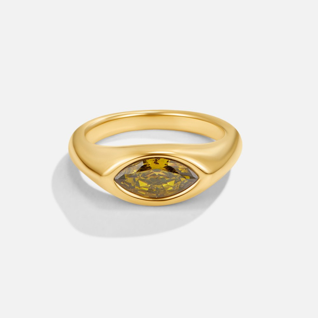 Gold Plated Ring with Marquise Crystal Stone