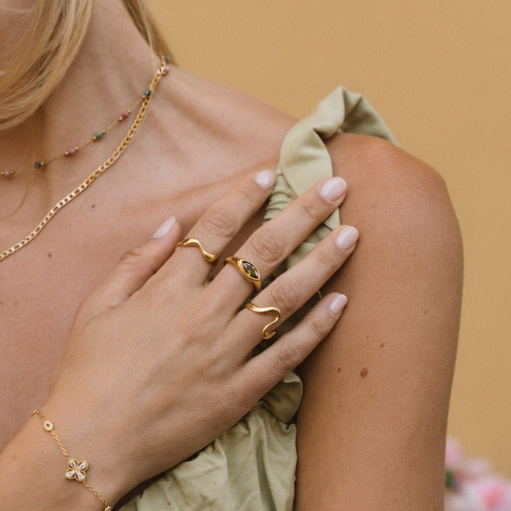 Gold Plated Ring with Marquise Crystal Stone