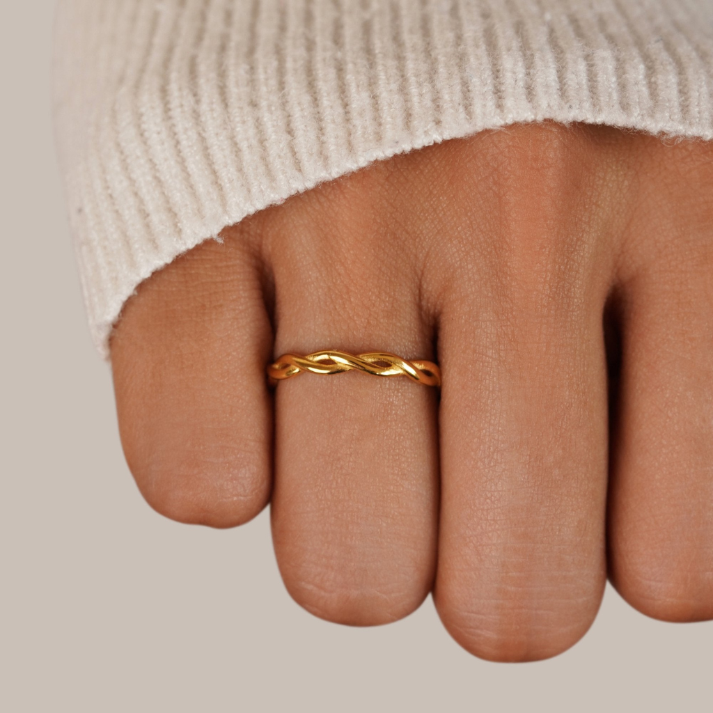Twist Ring with Infinity Braided Design