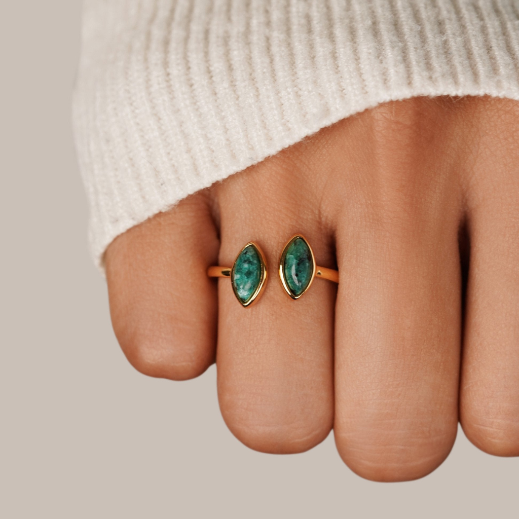 Wrap Ring with Jade Green Stone