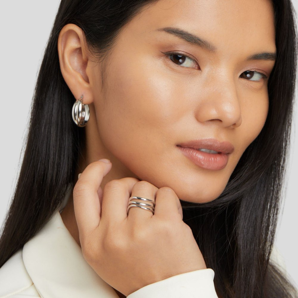 Silver Layered Ring with Multi-Band Stack Design
