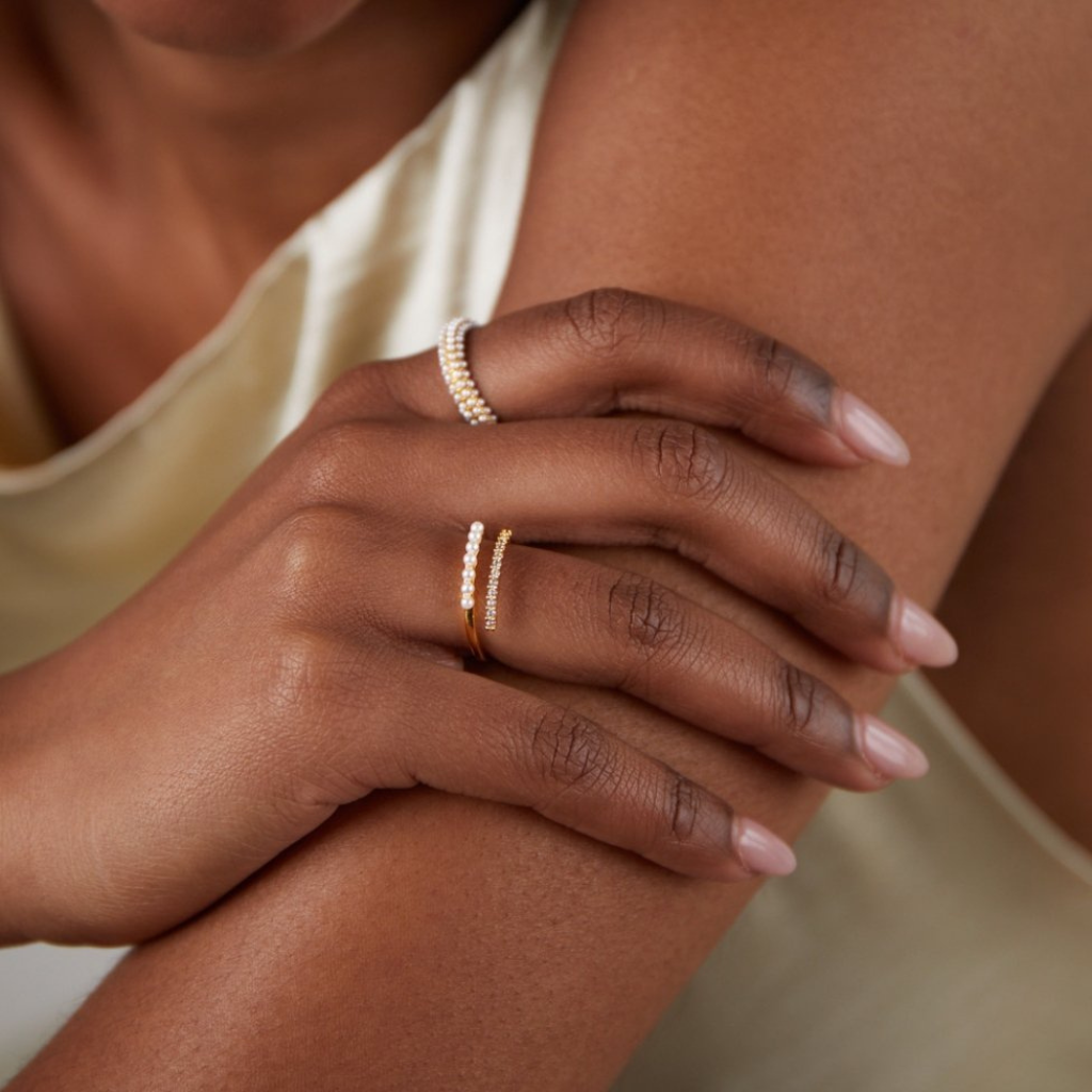 Wrap Ring with Pearl and Crystal Bands
