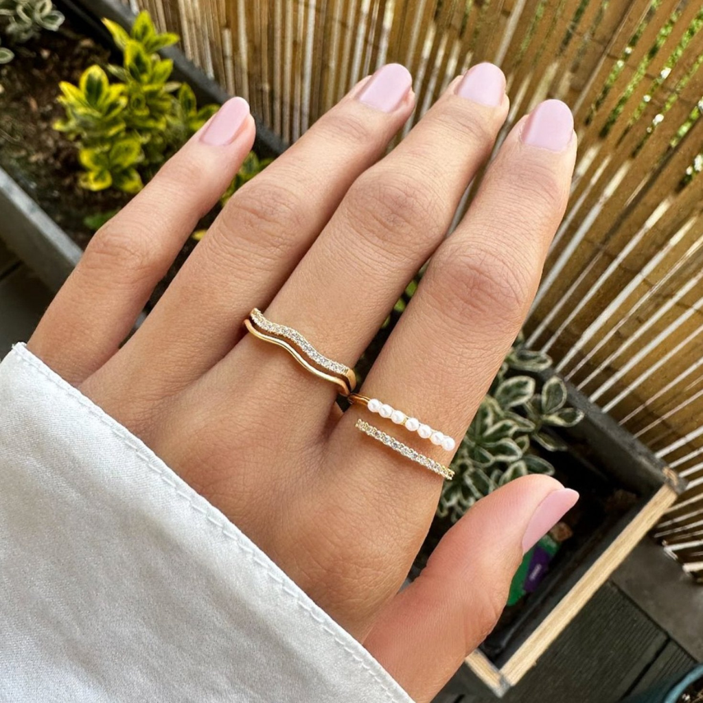 Wrap Ring with Pearl and Crystal Bands
