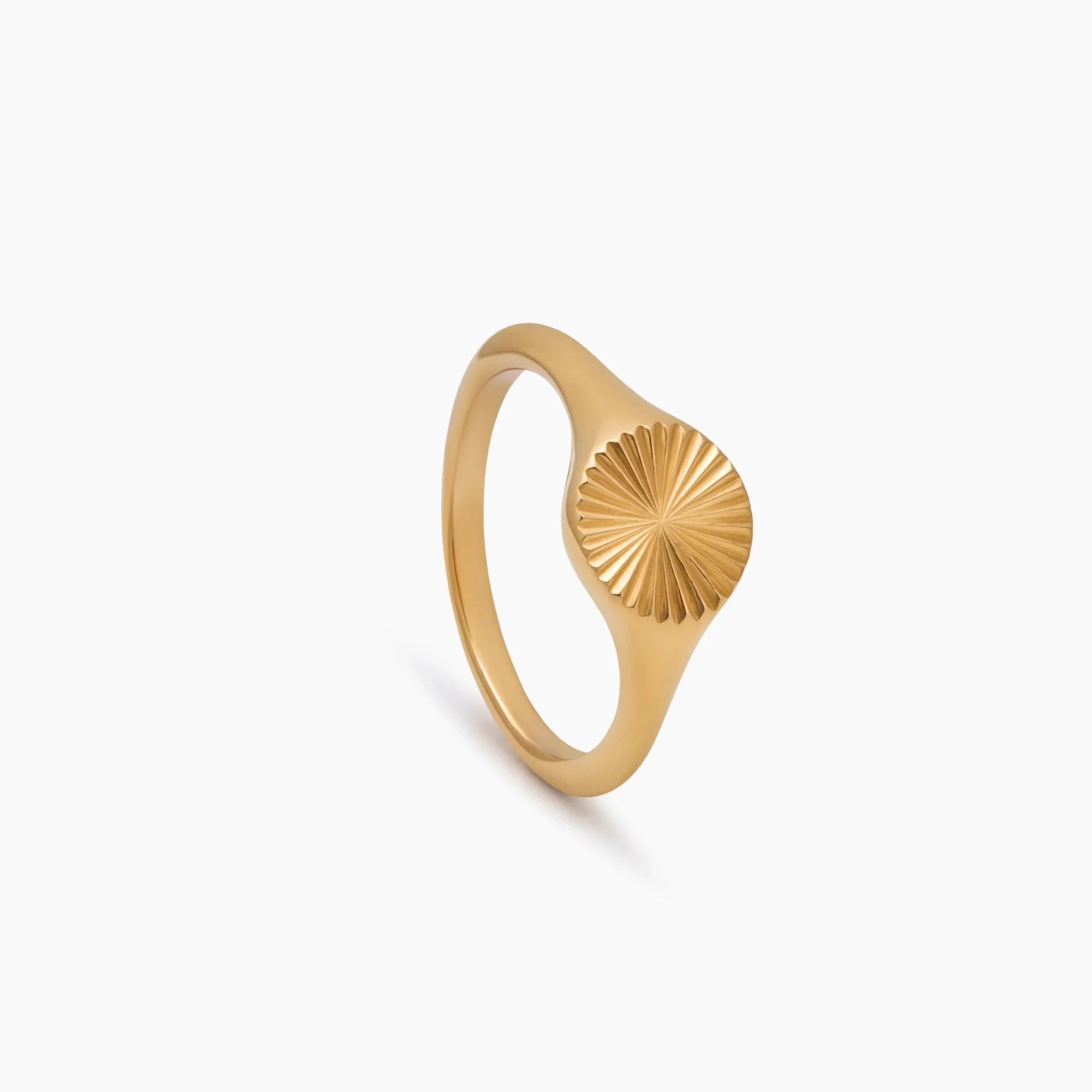 Gold Sunburst Signet Ring