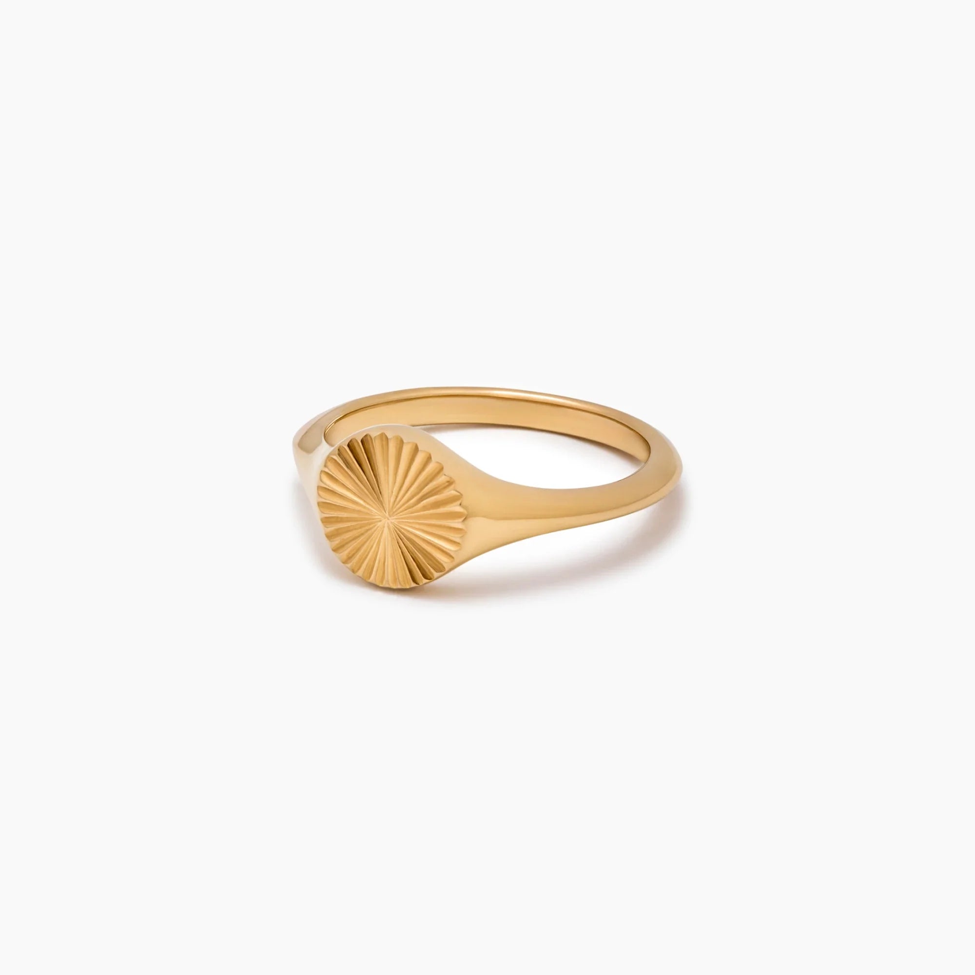 Gold Sunburst Signet Ring