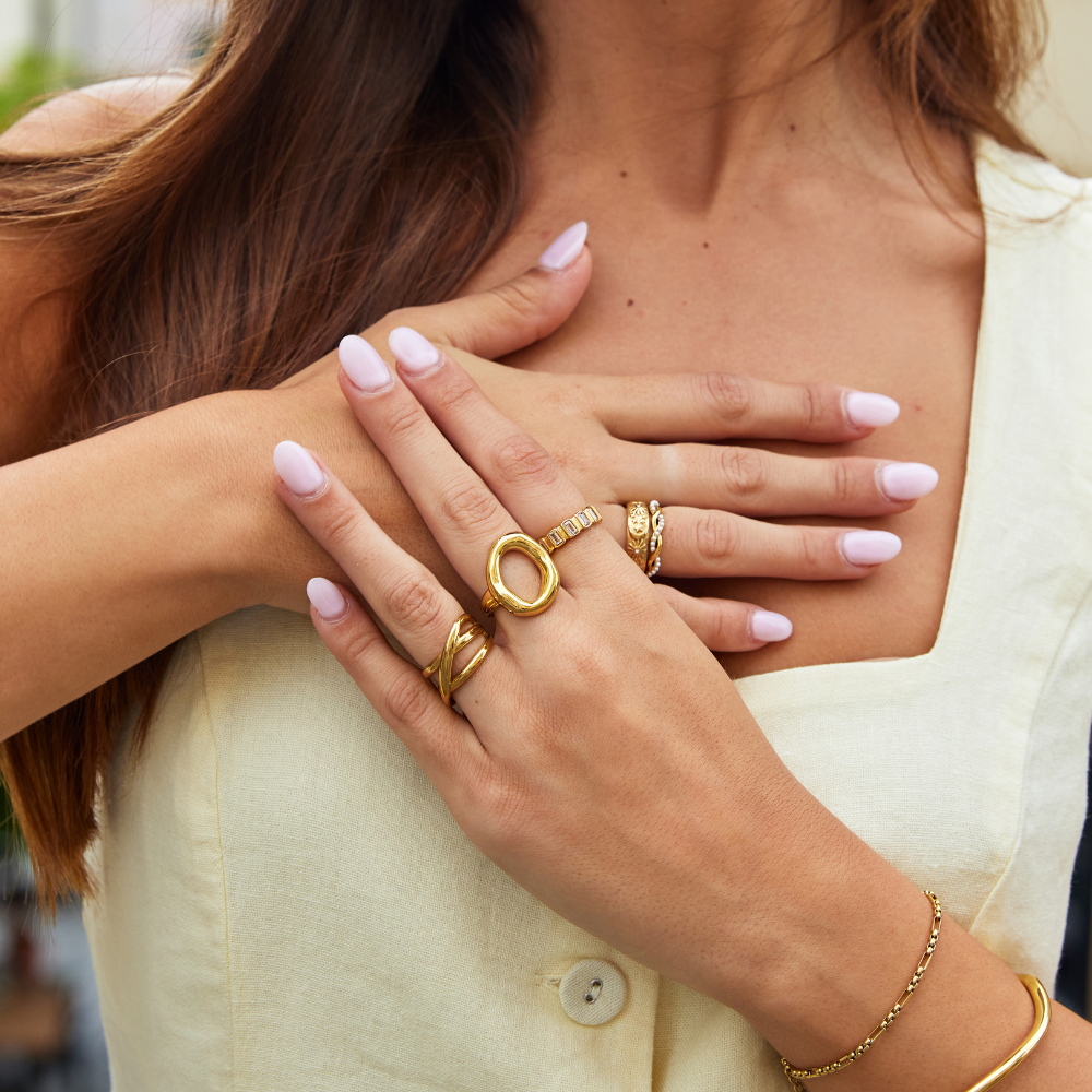 Gold Open Ring with Melted Texture Detail