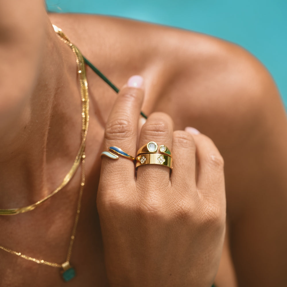 Gold Wrap Ring with Aquamarine Stone