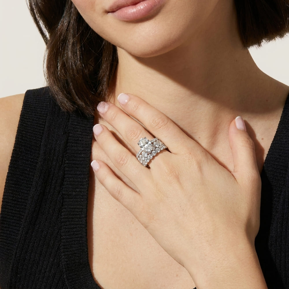 Silver Halo Ring Set