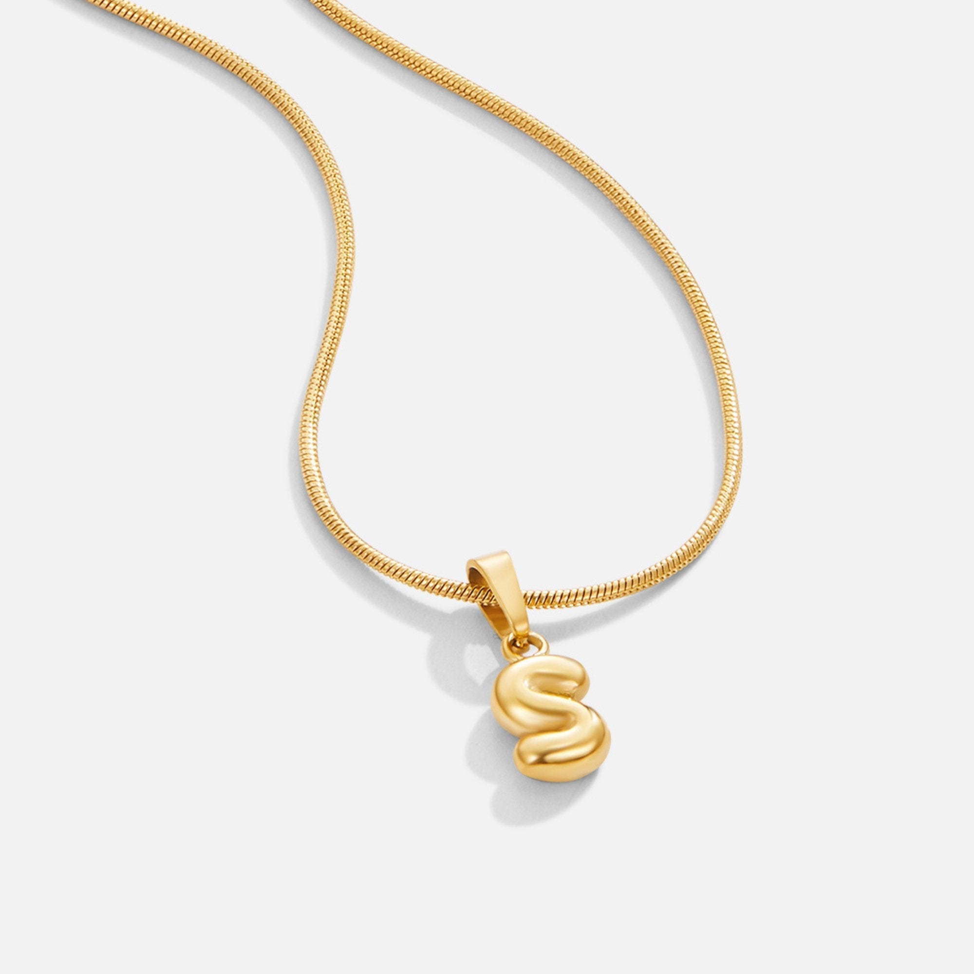 Gold Bubble Letter Necklace