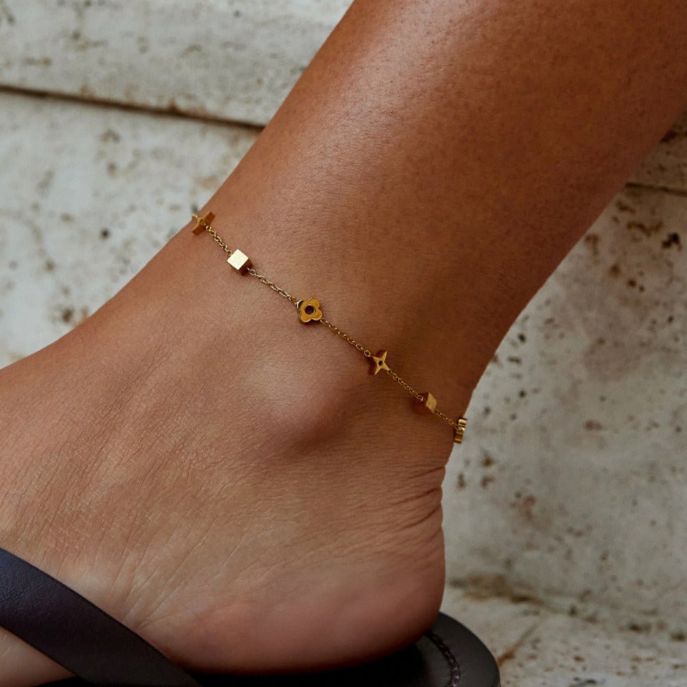 Gold Anklet with Delicate Chain
