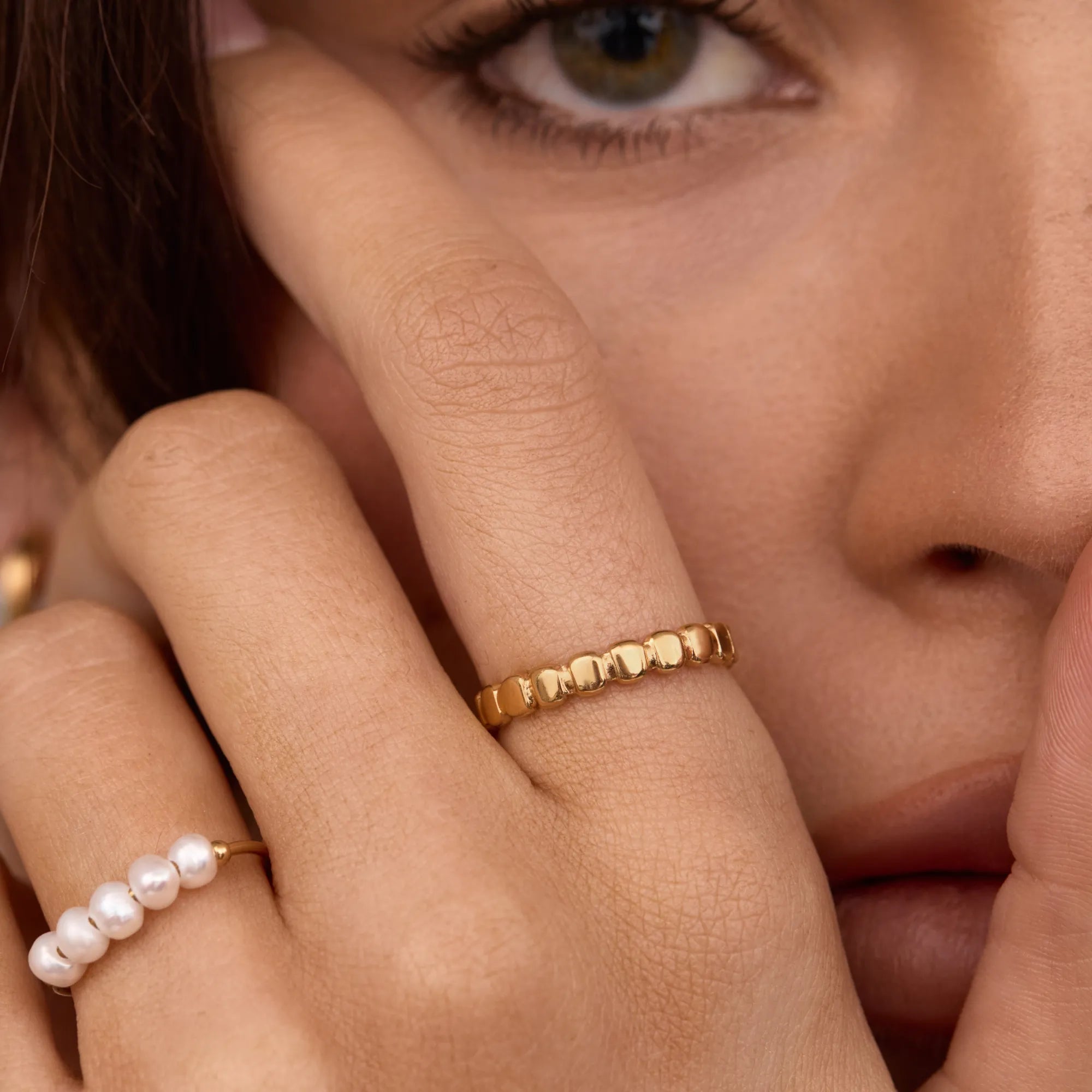 Gold Beaded Ring