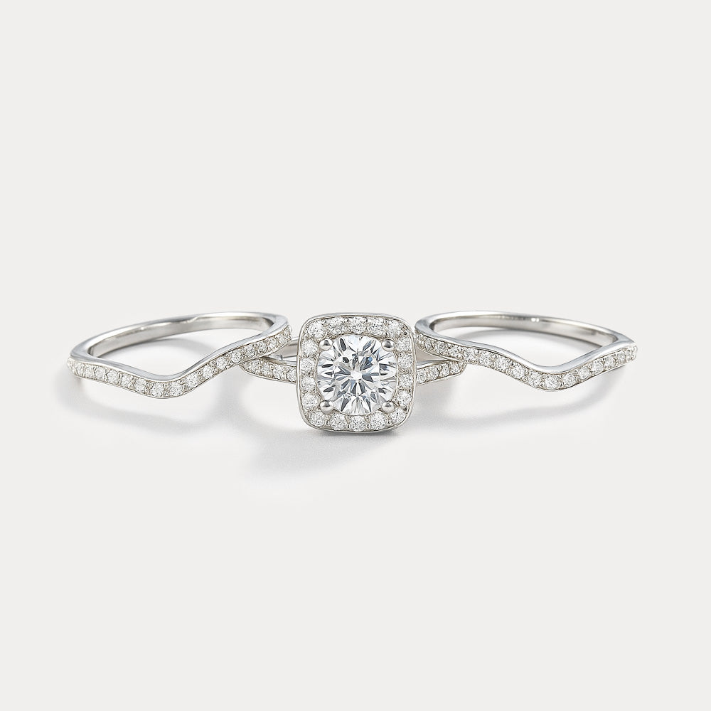 Silver Eternity Ring Set — 3-in-1 Stacking Bands