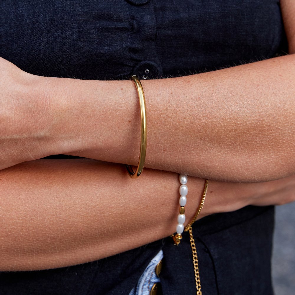 Gold Bangle Bracelet with Smooth Finish