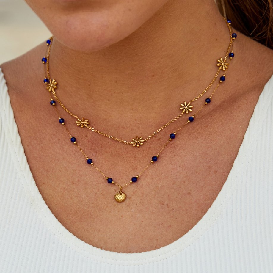 Gold Flower Pendant Necklace with 18K Gold Plated Finish