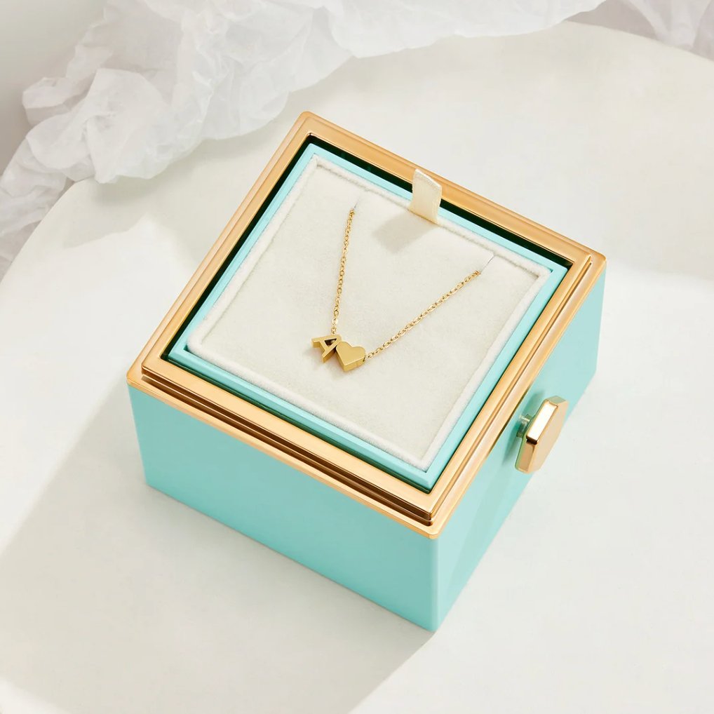 Gold Letter Pendant Necklace with Forever Love Script Design