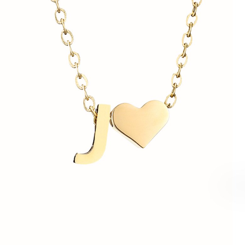 Gold Letter Pendant Necklace with Forever Love Script Design