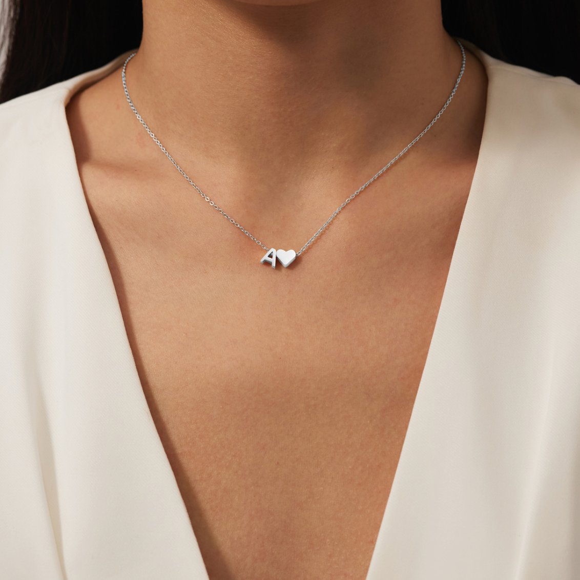 Silver Necklace with Forever Love Letter Pendant