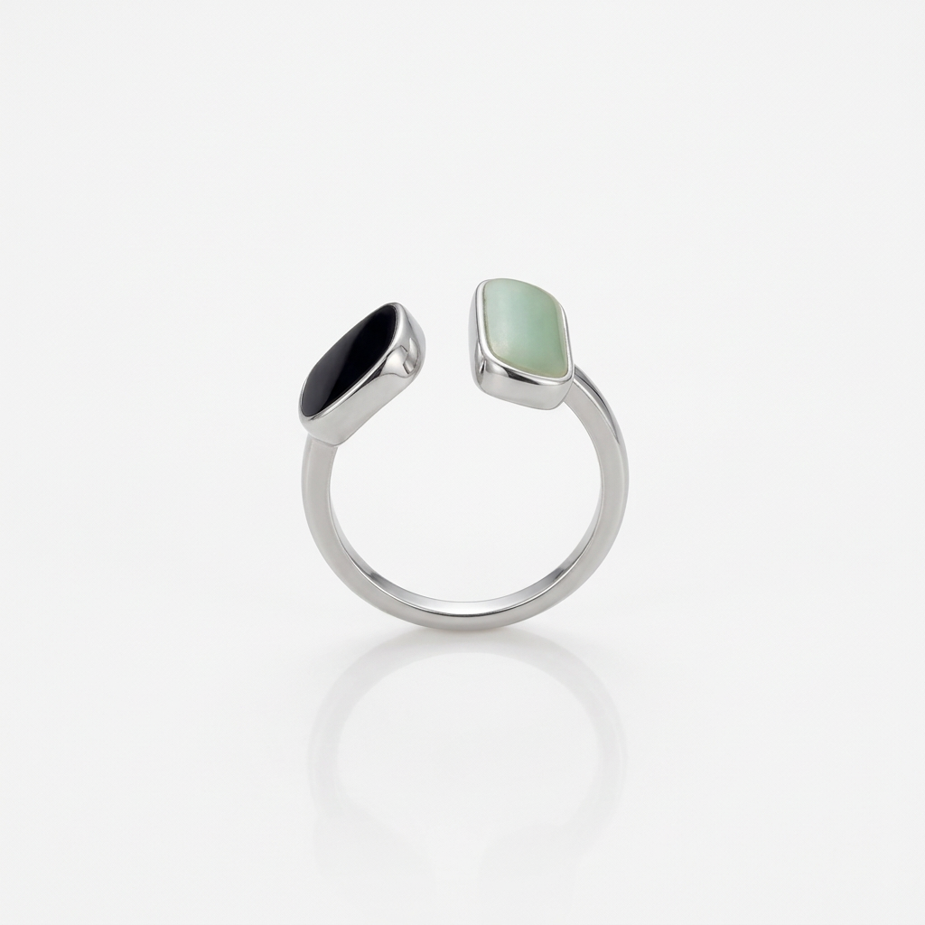Open Ring with Dual Blue and Green Stones