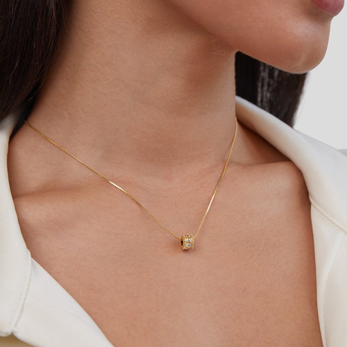 Gold Necklace with Crystal Pendant