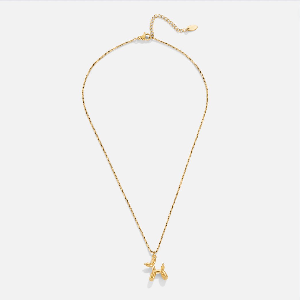 Gold Balloon Animal Necklace with Playful Sculptural Pendant