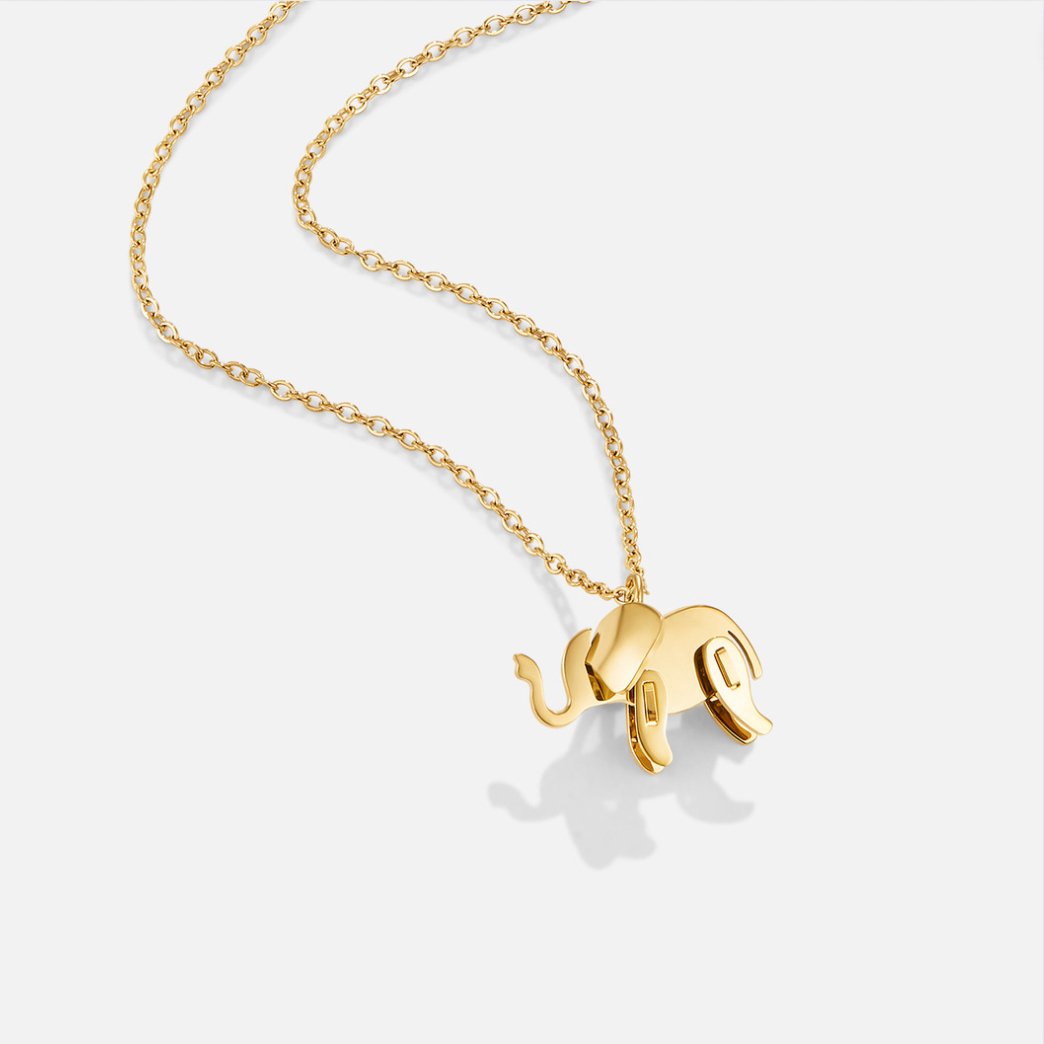 Gold Elephant Necklace with Elephant Pendant