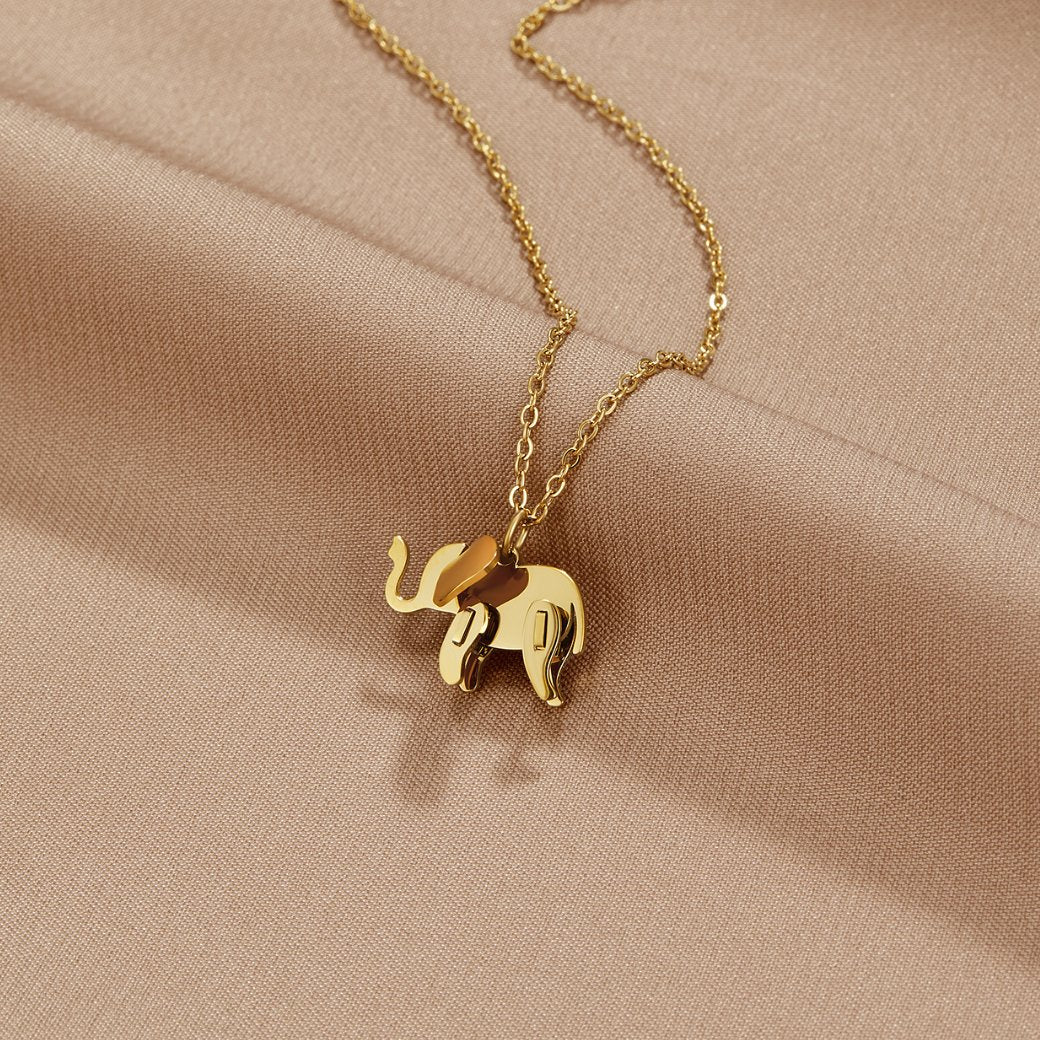 Gold Elephant Necklace with Elephant Pendant