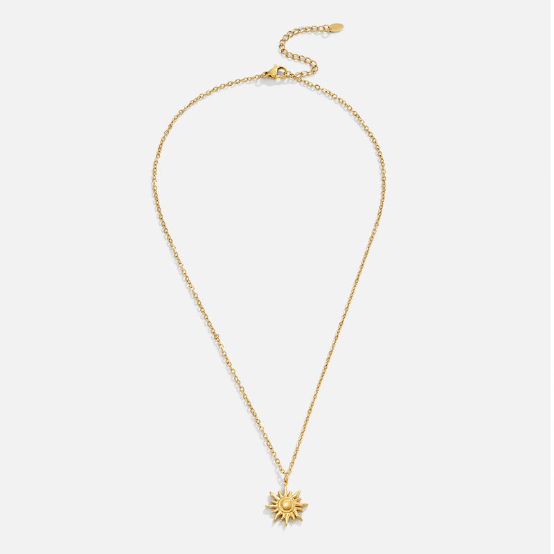 Gold Sunburst Pendant Necklace Geometric Radial Design