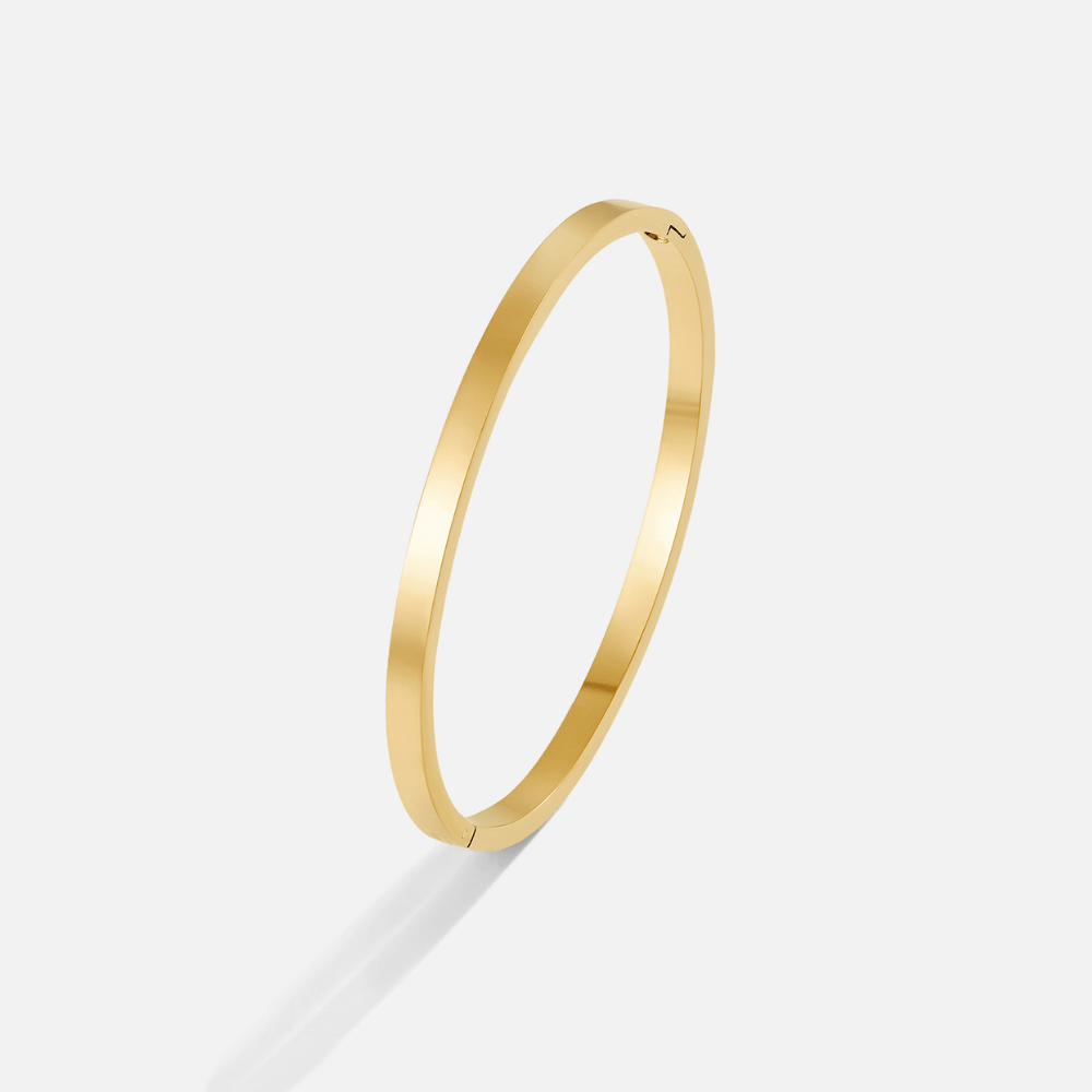 Gold Bangle with Smooth Curved Band