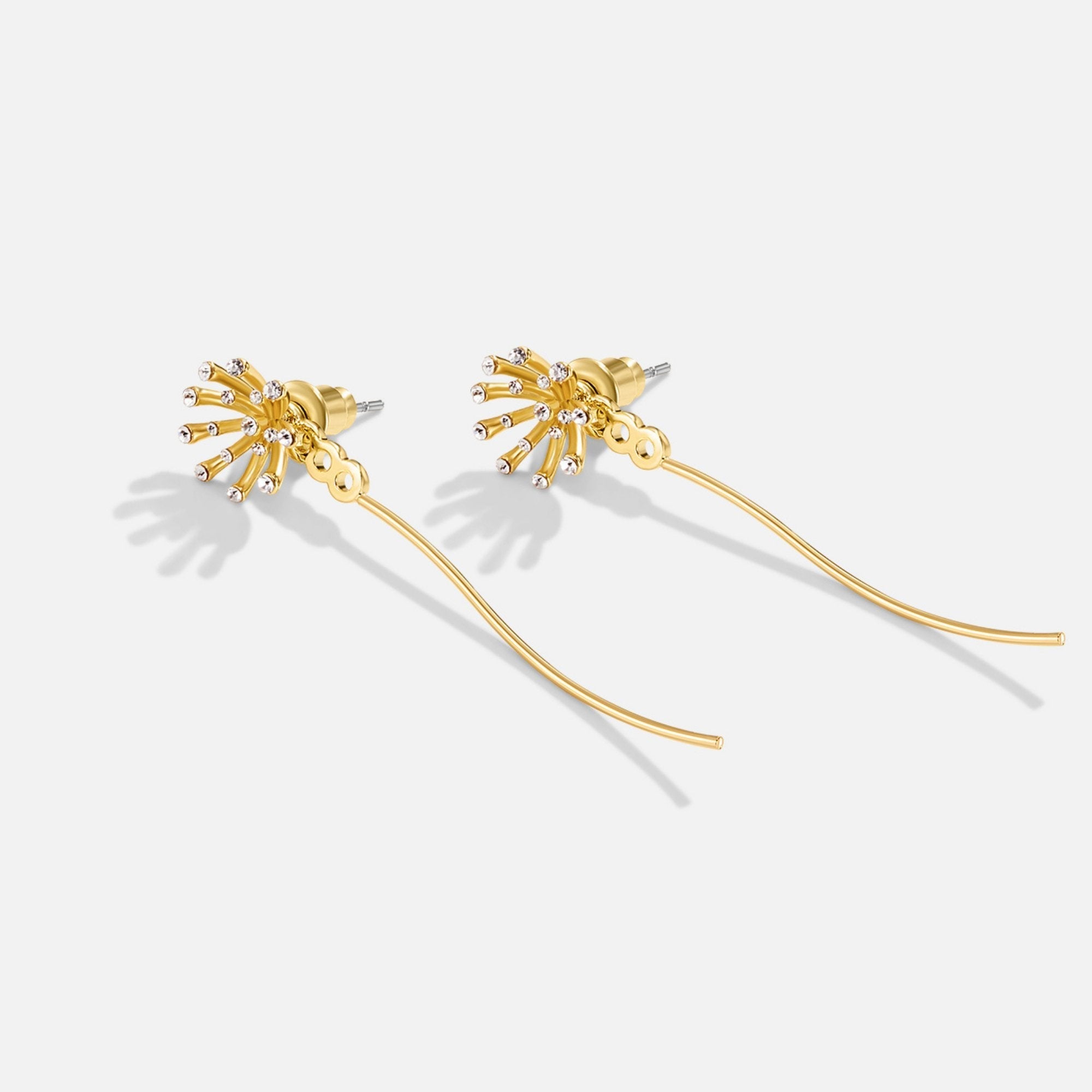 Gold Drop Earrings with Dandelion Wishbloom Design