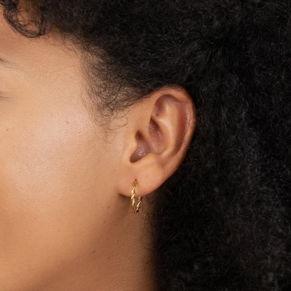 Gold Twisted Semi Hoop Earrings
